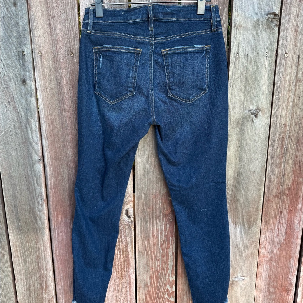 Loft Women’s Dark Blue Distressed Skinny Jeans - Classic Slim Fit Size 4/27 - Picture 10 of 16